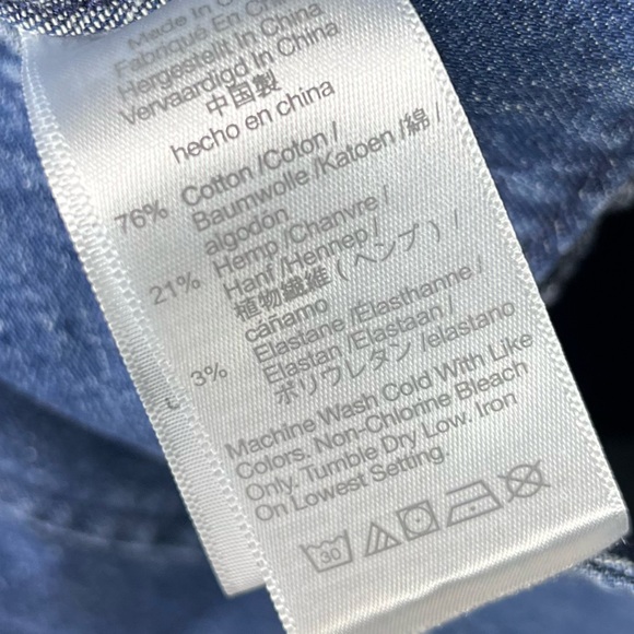 Madewell Jumpsuit Womens 8 Denim Straight-Leg Puff Long Sleeve Utility Carpenter - Picture 9 of 9